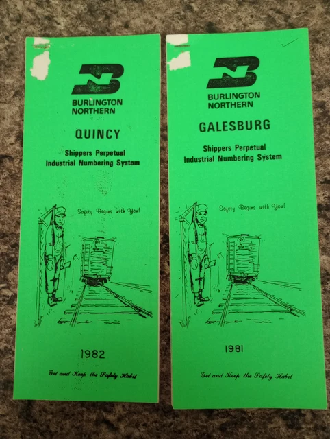 Burlington Northern shippers perpetual industrial numbering QUINCY/GALESBURG