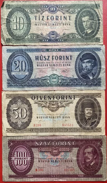 🇭🇺 Ungarn 10/20/50/100 Forint Banknoten 1962/1969/1989