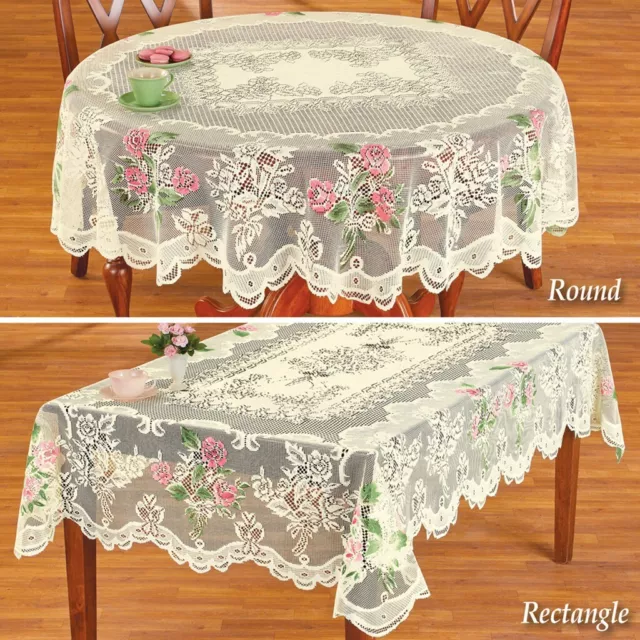 Round Vintage Lace Tablecloth Dining Table Cloth Cover Wedding Home Decor 180cm