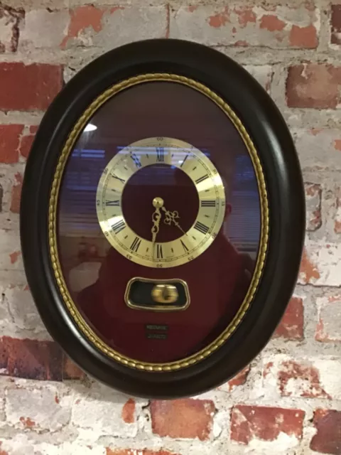 Vintage Retro Metamec Quartz Oval  Wall Clock with pendulum with Hour Chime