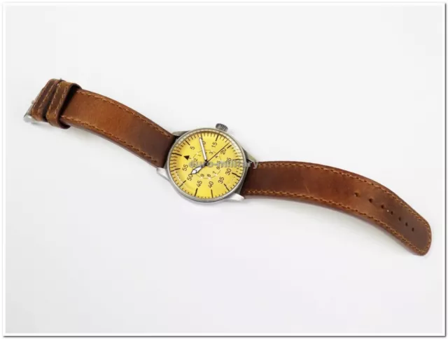 WW2 German Luftwaffe ME-109 Pilot Watch - Brown Leather Strap - Vintage - New