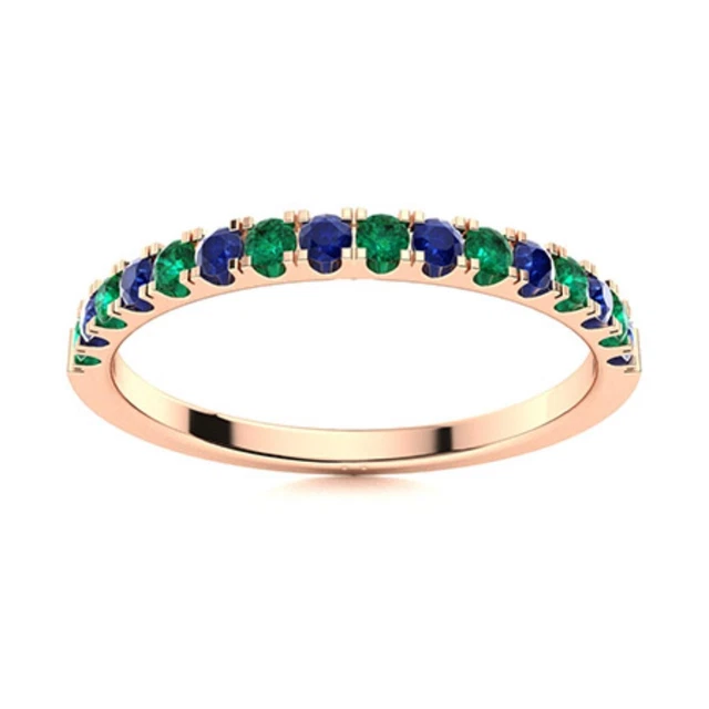 Bague Demi-éternité En Argent 925 Avec Aigue-marine Ronde - 2 Mm, Taille 7 - Neuf Sans Emballage
