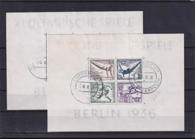 1206/ Deutsches Reich 2 Blöcke Olympia 1936 Zeppelin-Stempel ?