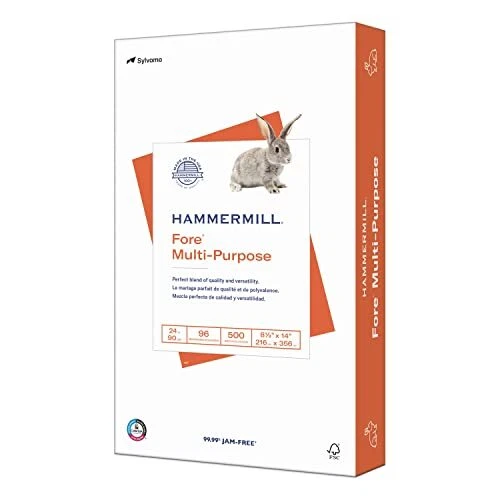Printer Paper, Fore Multipurpose 24 lb Copy Paper, 8.5 x 14 - 1 Ream (500 She...