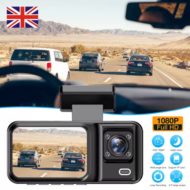Car Dash Camera With 32GB SD Card HD 1080P Dual Lens Front And Inside Cam 2" LCD