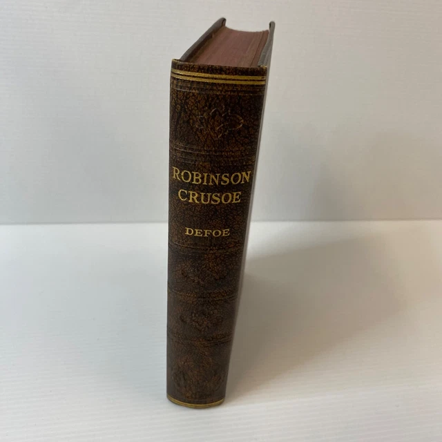 ROBINSON CRUSOE BY Daniel Defoe 1930 Vintage Odhams Press Brown Faux ...