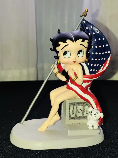 2002 Westland Giftware Betty Boop Figurine American Flag God Bless America #6942