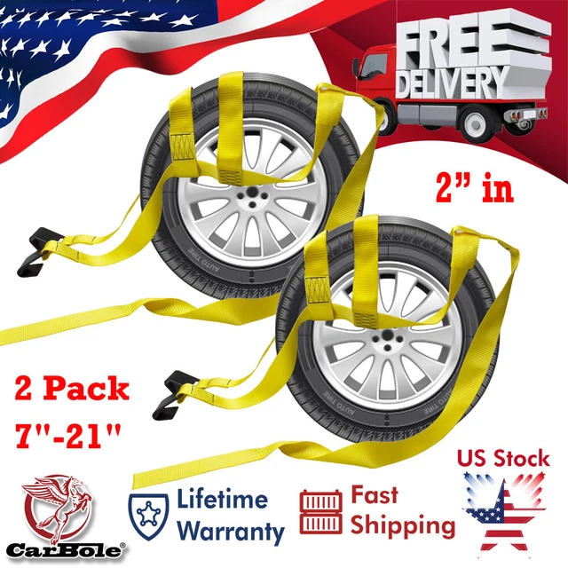 2 PACK TOW Ratchet Straps 2” Truck Wrecker Car Hauler Wheel Lift Heavy