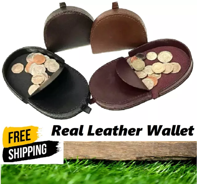 Leather Coin Tray Men's Real Wallet Change Handy Pocket Fit Pocket Gents Purse