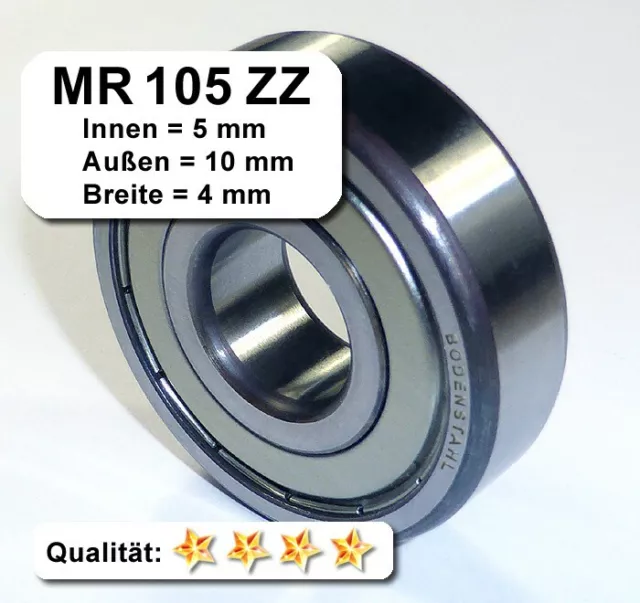 4 Stk. Kugellager 5*10*4mm Da=10mm Di=5mm Breite=4mm MR105ZZ Radiallager