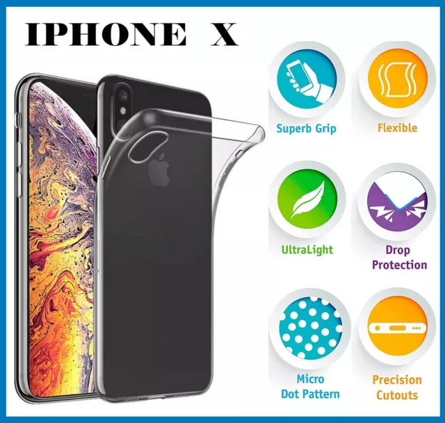 Cover Per Apple Iphone X Custodia Trasparente Morbida In Tpu Protezione Slim 10