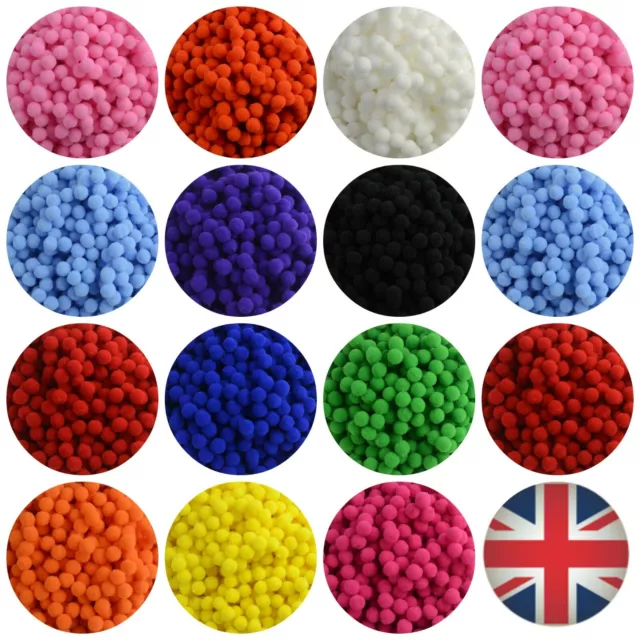 20mm Fluffy Craft Pompoms Mini Pom Poms Card Making Arts Kids UK