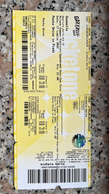 2 Biglietti Concerto Gazzelle 17 Luglio 2022, Ippodromo Snai - San Siro, Milano