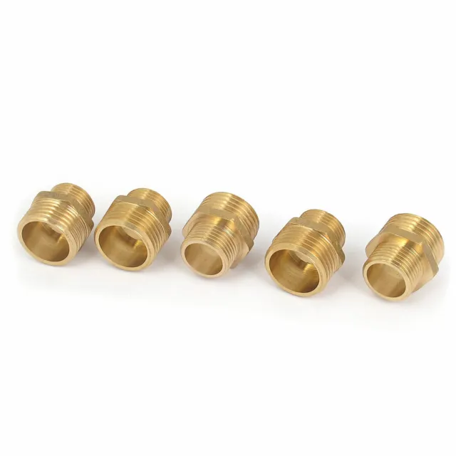 5 Pcs 1/2BSP to 3/8BSP Male Thread Brass Pipe Hex Nipple Fitting Quick Adapter