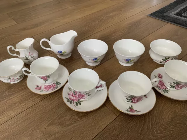 Royal Kent 14 Piece Tea set Staffordshire Fine Bone China Floral