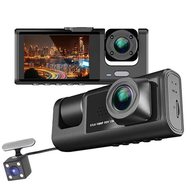Car DVR Dash Cam Video Recorder G-Sensor 1080P 3 Lens Front/Rear/Inside Camera