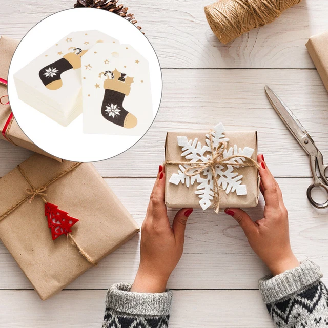 100 pz piccolo cartello francobollo di Natale ciondolo di carta regalo