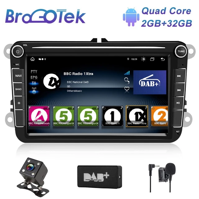 VW Seat Skoda Android 12 Auto Stereo CarPlay GPS BT FOTOCAMERA DAB + Unità Testa WiFi 8"