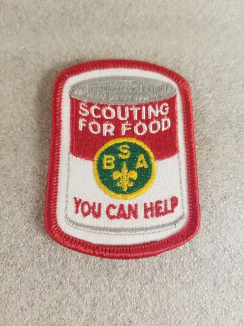Boy Scout Patch -You Can Help- Scouting For Food -Red Whit Label Can 2001 BSA