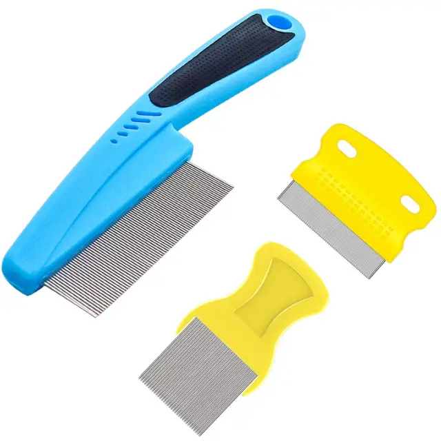 Lice Comb Dog Comb Cat Comb 3 Pack Flea Comb Tear Stain Remover for Dogs Fine