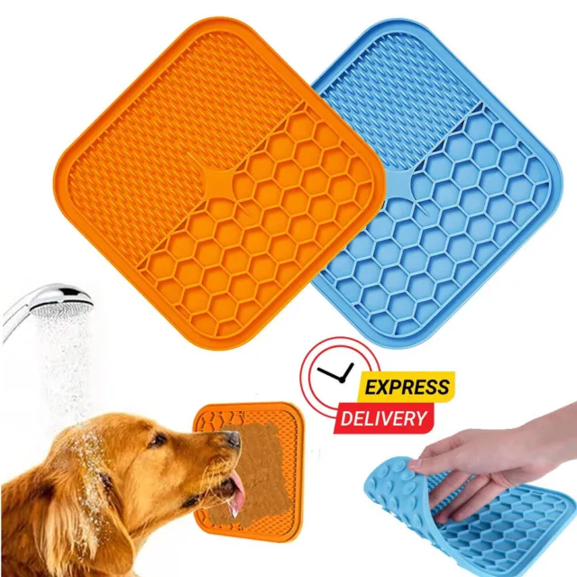 Pet Lick Mat Dog Puppy Cat Distraction Treat Silicone Surface Suction Eat Plate