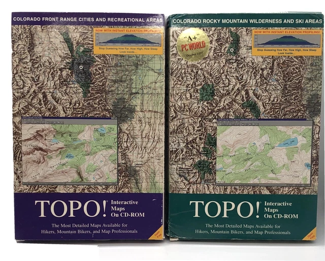 2x TOPO! National Geographic Colorado Seamless USGS Topographic Maps CD-ROM 1997