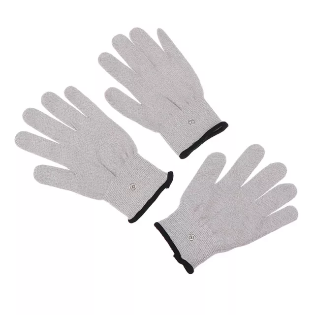 1 par de guantes conductores de electrodos de fibra plateada almohadillas electroterapia masaje Kt