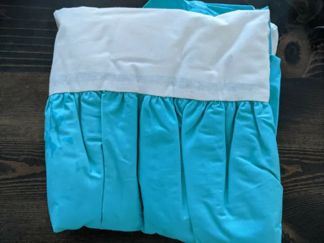 American Baby Company 100% Natural Cotton Percale Ruffled Crib Skirt Aqua Sof...