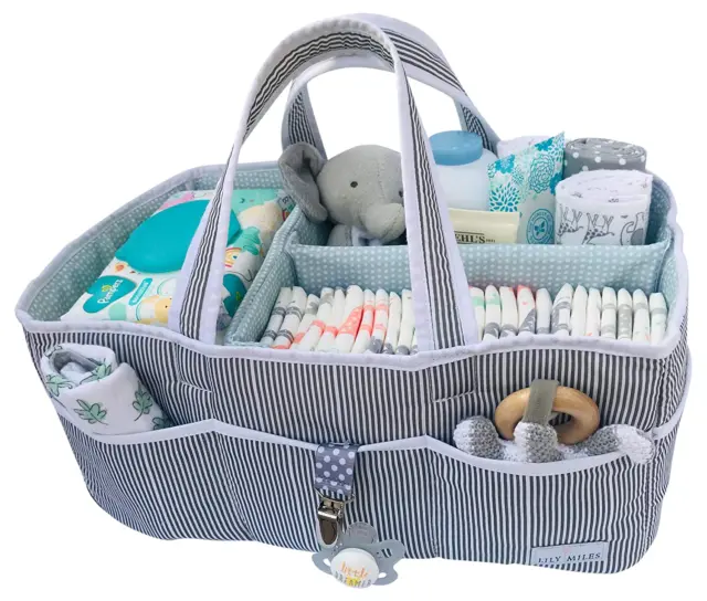 Baby Diaper Caddy - Large Organizer Tote Bag for Infant Boy or Girl - Baby Showe