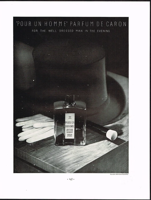 1934 BIG Vintage Caron Pour Homme Parfum Perfume Fragrance Bottle Photo Print Ad