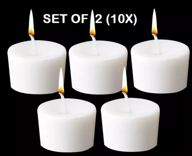 Set Of 2 White Pack 5 Votive Wax Unscented Candles Tea light Home Patio Lighting