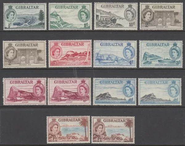 Gibraltar 1953 Qeii Definitives. Pt Set To 1/- Lhm (Id:457/D19206)