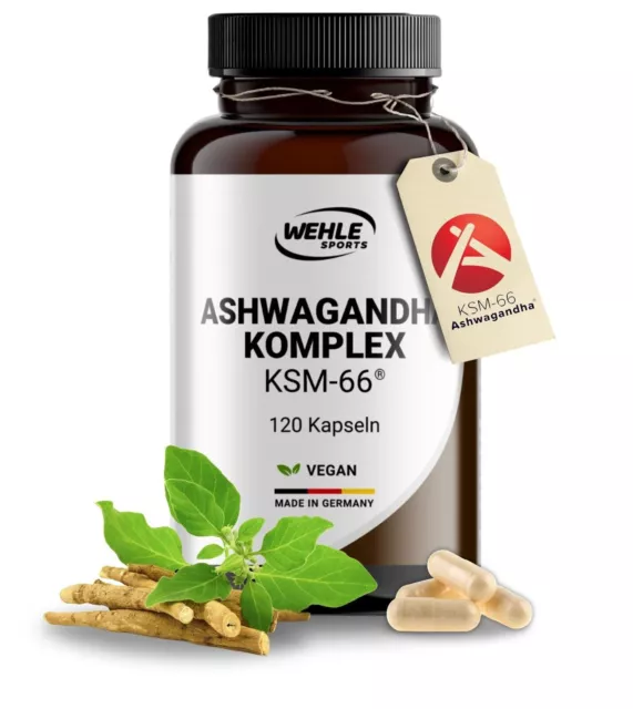 Ashwagandha KSM66 Kapseln mit Rosenwurz hochdosiert & Ginseng - 120 Kapseln