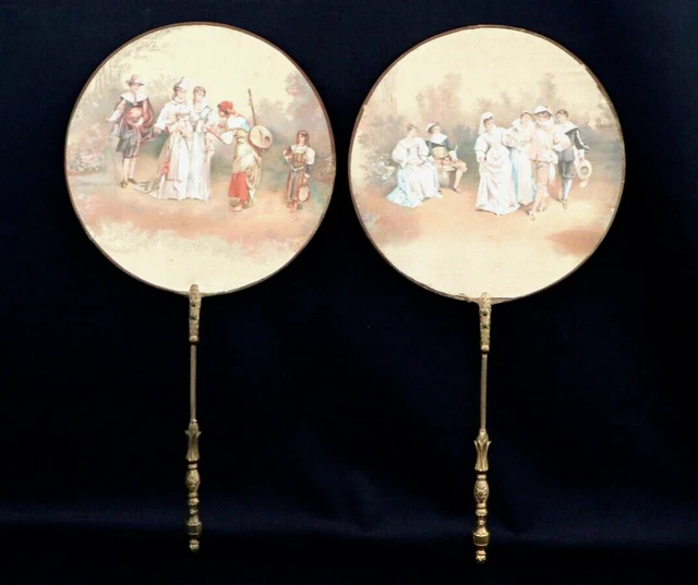 Antique round fan, silk, metal, France, XIX century