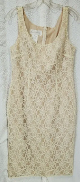 DAVID'S BRIDAL Women's  Size 10 Ivory Cream Lace fitted Dress sequined to waist