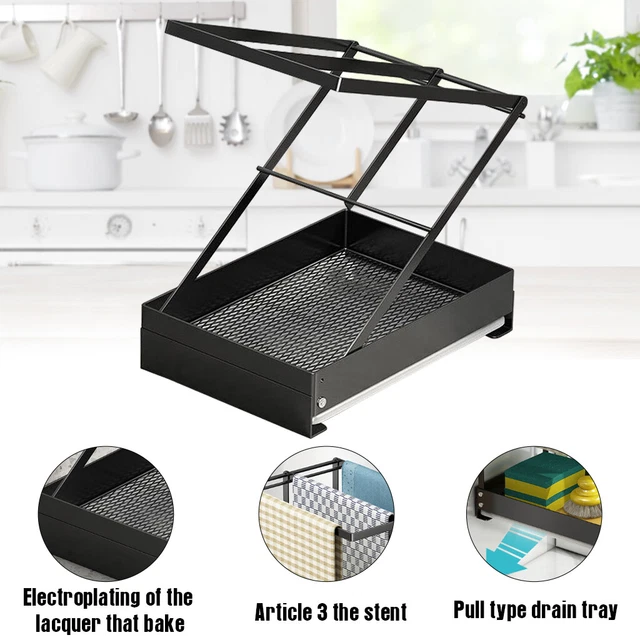 Kitchen Sink Caddy Organizer Stainless Steel Sponge Brush Soap Dispenser Holder