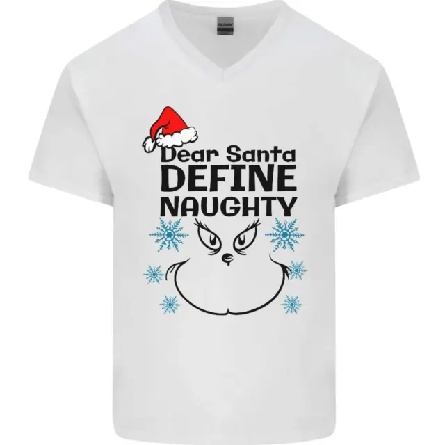 Dear Santa Define Naughty Christmas Funny Mens V-Neck Cotton T-Shirt