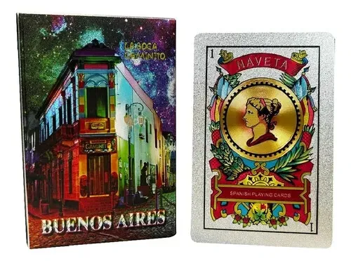 Mazo De Cartas Españolas Color Plata Diseño Exclusivo. ARGENTINA LA BOCA