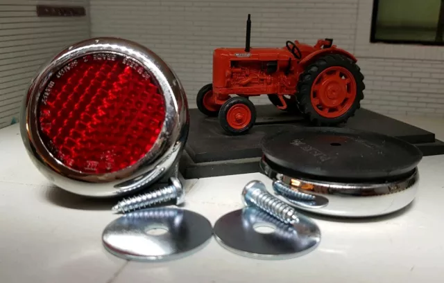 Nuffield Tracteur Qualité Reproduction Chrome Laiton Rouge Arrière Catadioptre
