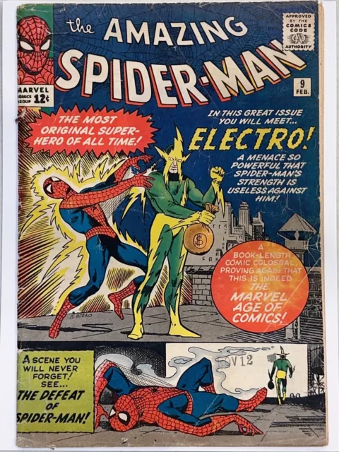 AMAZING SPIDER-MAN # 9 MARVEL COMICS February 1964 ELECTRO 1st APPEARANCE KEY