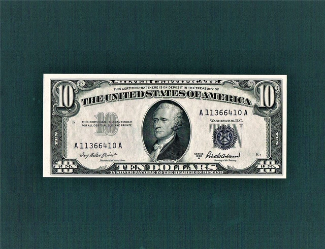 1953A $10.00 Silver Certificate AA-Block Type in PRISTINE GEMcu with NICE EPQ