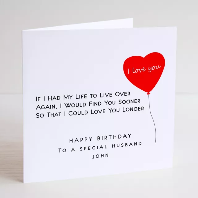 Personalised Birthday Card, For Husband, Wife, Fiance, Luxury Card BC007