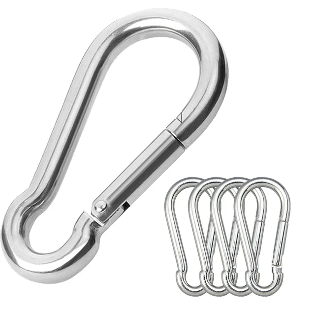 5PCS Heavy Duty Stainless Steel Carabiner Clips - Spring Snap Hook - 440 lbs