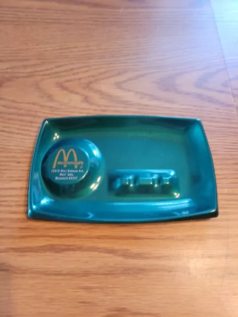 McDonald's Fast Food Wisconsin Green Metal Ashtray Advertising Smoking