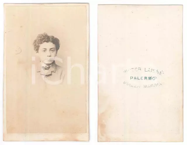 1870 ca PALERMO Ritratto di bambino con cravattino - Busto *Foto LAISNÉ CDV