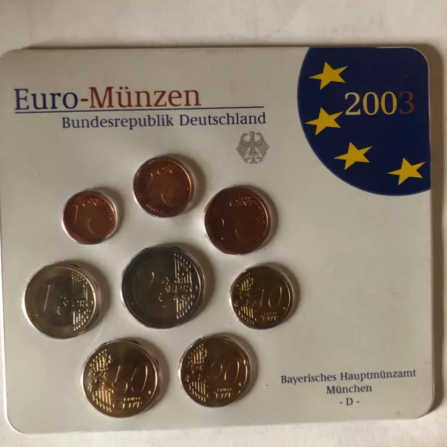 COFFRET BU EUROS ALLEMAGNE 2003 D - 1 cent à 2 euros 8 piéces pour 3,88