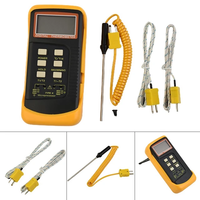 Dual Digital Thermometer DT-6802 – 2 Kanäle, Typ K/J/T/E/R/S/N, -200 Bis 1300°C, Mit 2 Thermofühlern