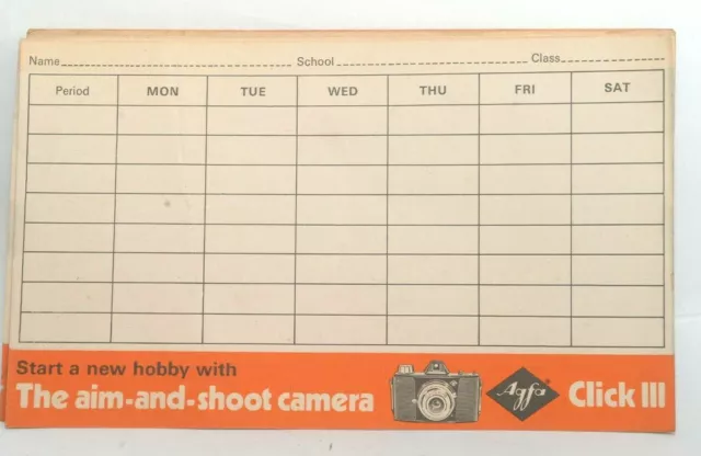 6 Nos Rare Agfa Click III Promo for India  School Kids Time Table New Old Stock 3