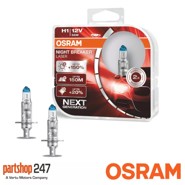 2-PK Osram H1 64150NL 55w 12v Night Breaker Laser Automotive Bulb 