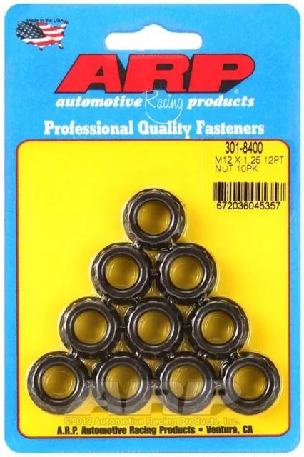 ARP 301-8400 Black M12 X 1.25 (5/8 wr) 12pt nut kit